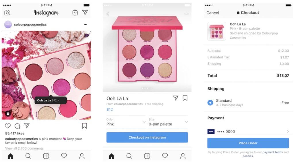 instagram-checkout screenshots