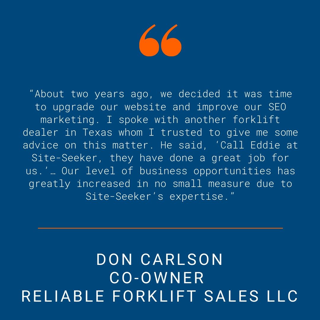 Reliable Forklift - Testimonial Quote for SSI Website