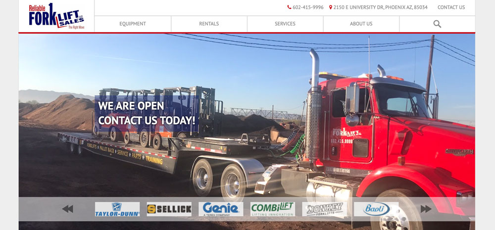 Reliable-Forklift-Homepage-Screenshot